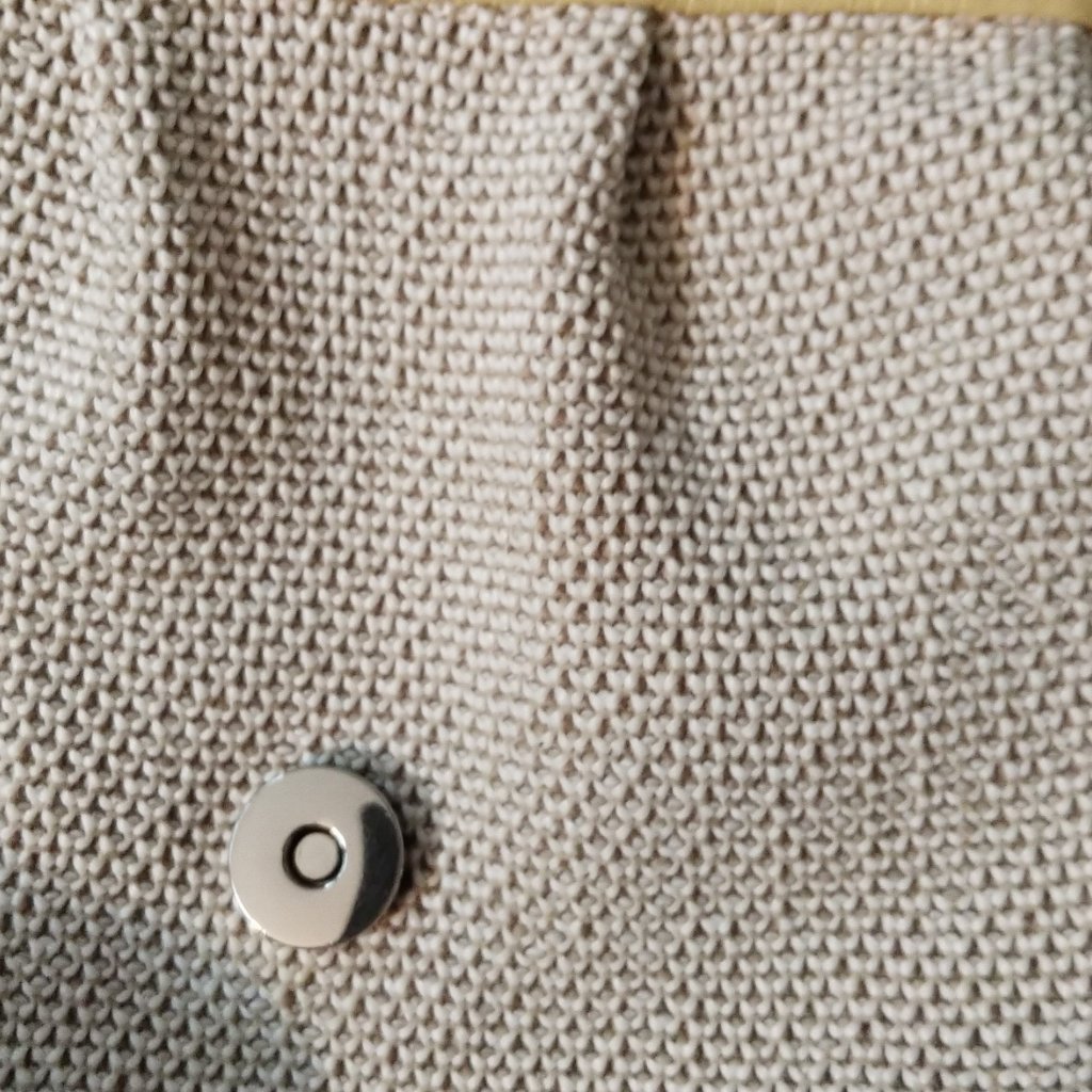 Osgoode Marley Small Shoulder Bag Purse Linen Color Pale Yellow Leather Trim — image 6 of 7